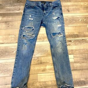 Straight Cut Ripped Jeans